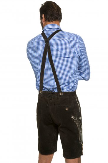 JP1880 Genuine Leather Traditional Lederhosen Shorts Brown - Shorts - Pantaloncini Uomo Taglie Forti