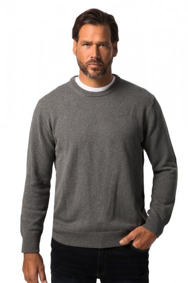 JP1880 708261 Maglione in maglia con girocollo Grigio melange - Felpe & felpe con cappuccio - Felpe & Felpe con Cappuccio Uomo Taglie Forti