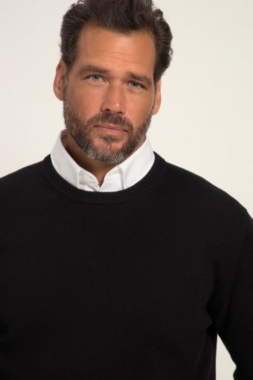 JP1880 708261 Maglione in maglia con girocollo Nero - Felpe & felpe con cappuccio - Felpe & Felpe con Cappuccio Uomo Taglie Forti