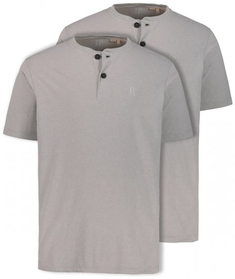 JP1880 708420 T-shirt Henley confezione da 2 Grigio melange - Magliette - Magliette Uomo Taglie Forti