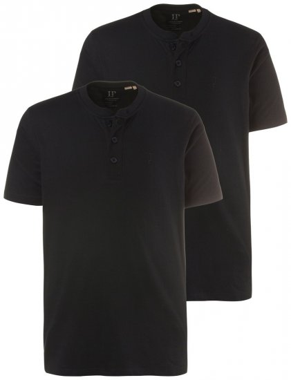 JP1880 708420 T-shirt Henley confezione da 2 Nero - Magliette - Magliette Uomo Taglie Forti