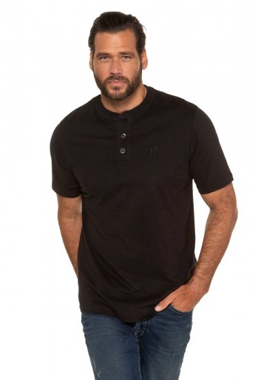 JP1880 708420 T-shirt Henley confezione da 2 Nero - Magliette - Magliette Uomo Taglie Forti