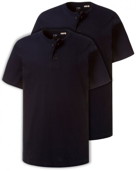 JP1880 708420 T-shirt Henley confezione da 2 Blu scuro - Magliette - Magliette Uomo Taglie Forti