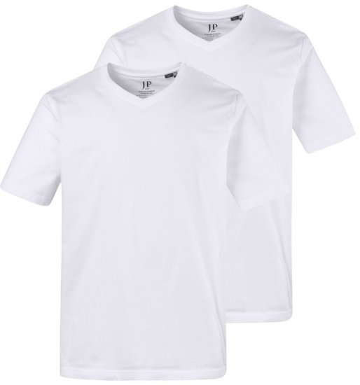 JP1880 711318 T-shirt con scollo a V confezione da 2 Bianco - Magliette - Magliette Uomo Taglie Forti