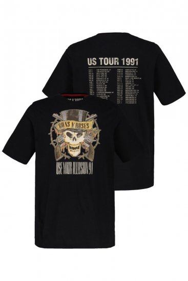 JP1880 Guns N’ Roses Skull Comfort Fit Band T-Shirt Black - Magliette - Magliette Uomo Taglie Forti