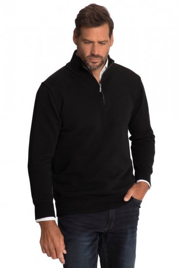 JP1880 716842 Maglione in maglia con mezza zip Nero - Felpe & felpe con cappuccio - Felpe & Felpe con Cappuccio Uomo Taglie Forti