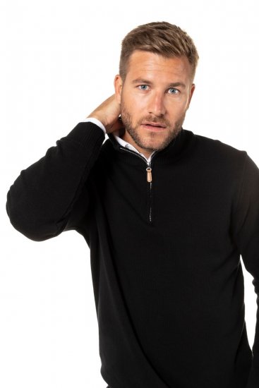 JP1880 716842 Maglione in maglia con mezza zip Nero - Felpe & felpe con cappuccio - Felpe & Felpe con Cappuccio Uomo Taglie Forti
