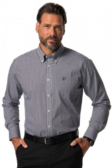 JP1880 722859 Camicia a quadretti a maniche lunghe Nero - Camicie - Camicie Taglie Forti Uomo