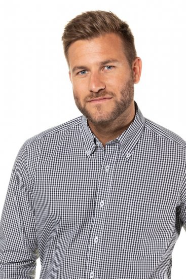 JP1880 722859 Camicia a quadretti a maniche lunghe Nero - Camicie - Camicie Taglie Forti Uomo