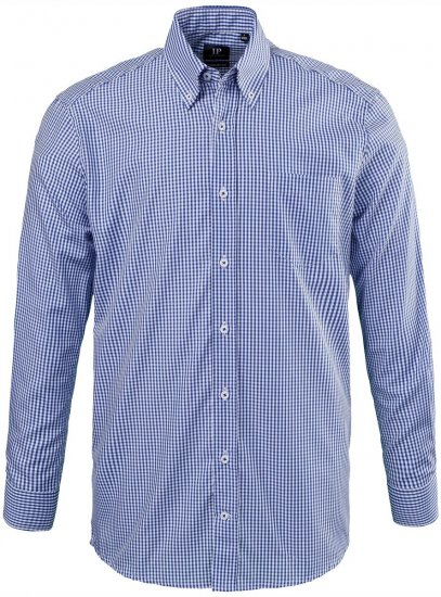 JP1880 722859 Camicia a quadretti a maniche lunghe Azzurro - Camicie - Camicie Taglie Forti Uomo