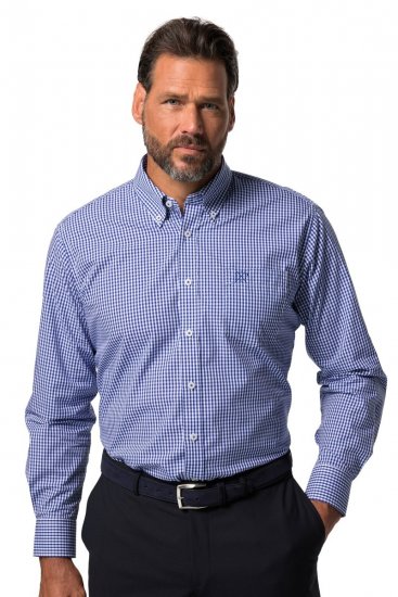 JP1880 722859 Camicia a quadretti a maniche lunghe Azzurro - Camicie - Camicie Taglie Forti Uomo