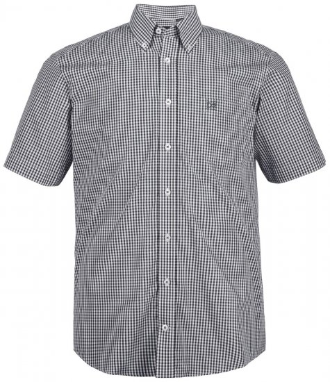 JP1880 722860 Camicia a quadretti a maniche corte Nero - Camicie - Camicie Taglie Forti Uomo