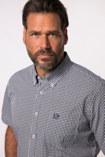 JP1880 722860 Camicia a quadretti a maniche corte Nero - Camicie - Camicie Taglie Forti Uomo