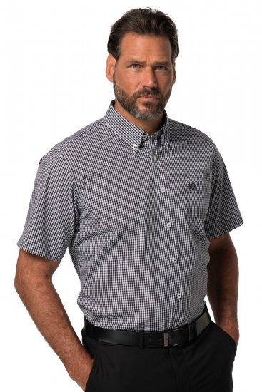 JP1880 722860 Camicia a quadretti a maniche corte Nero - Camicie - Camicie Taglie Forti Uomo