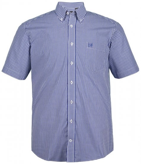 JP1880 722860 Camicia a quadretti a maniche corte Azzurro - Camicie - Camicie Taglie Forti Uomo