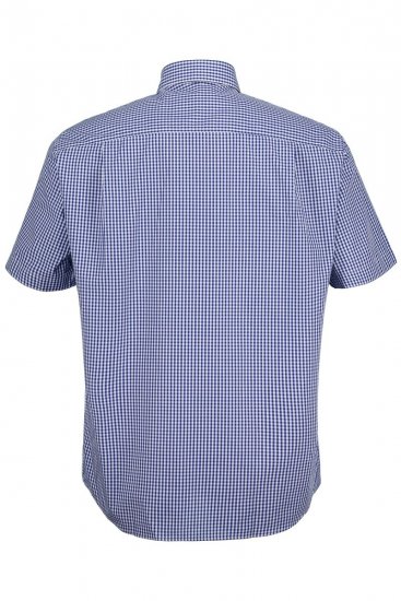 JP1880 722860 Camicia a quadretti a maniche corte Azzurro - Camicie - Camicie Taglie Forti Uomo