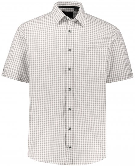 JP1880 Modern Fit Check Print Short Sleeve Shirt Grey - Camicie - Camicie Taglie Forti Uomo
