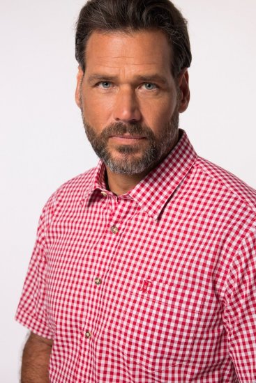 JP1880 Shirt Traditional Checked Short Sleeve Red - Camicie - Camicie Taglie Forti Uomo