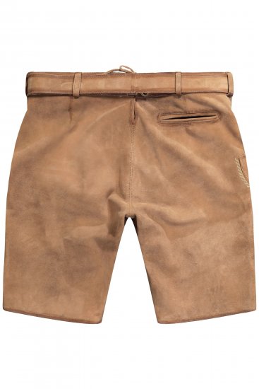 JP1880 Premium Goat Suede Staghorn Embroidery Shorts Leather Brown - Shorts - Pantaloncini Uomo Taglie Forti