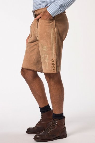 JP1880 Premium Goat Suede Staghorn Embroidery Shorts Leather Brown - JP1880 - JP1880 Abbigliamento Uomo Taglie Forti