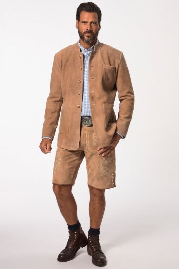 JP1880 Premium Goat Suede Staghorn Embroidery Shorts Leather Brown - JP1880 - JP1880 Abbigliamento Uomo Taglie Forti