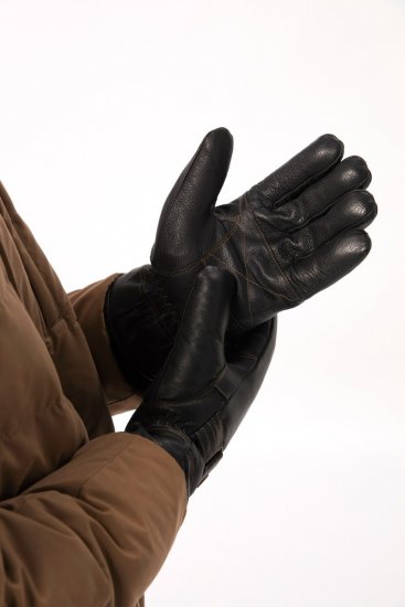 JP1880 Gloves Leather Warm Lining Black - Guanti - 