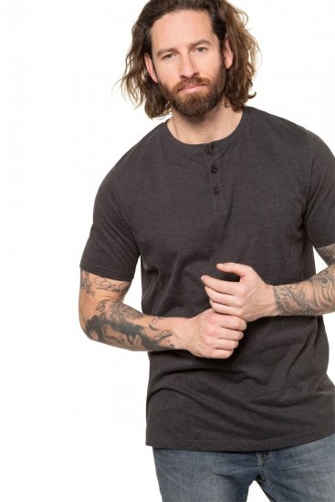 JP1880 726695 T-shirt Henley Grigio scuro - Magliette - Magliette Uomo Taglie Forti