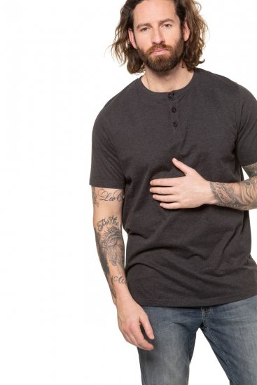 JP1880 726695 T-shirt Henley Grigio scuro - Magliette - Magliette Uomo Taglie Forti
