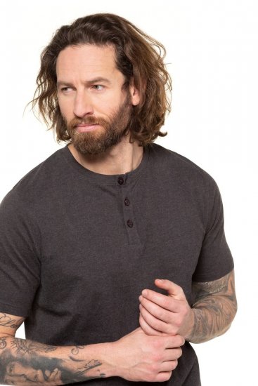 JP1880 726695 T-shirt Henley Grigio scuro - Magliette - Magliette Uomo Taglie Forti