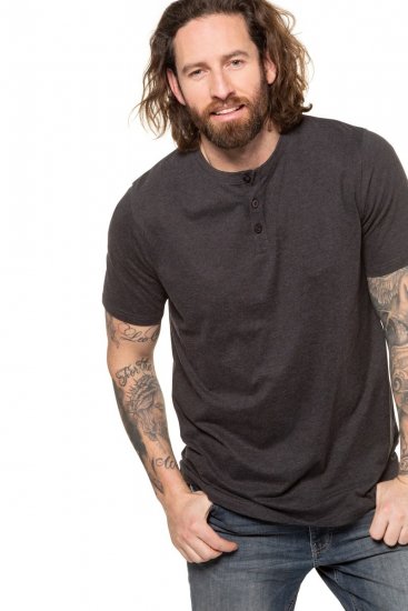 JP1880 726695 T-shirt Henley Grigio scuro - Magliette - Magliette Uomo Taglie Forti