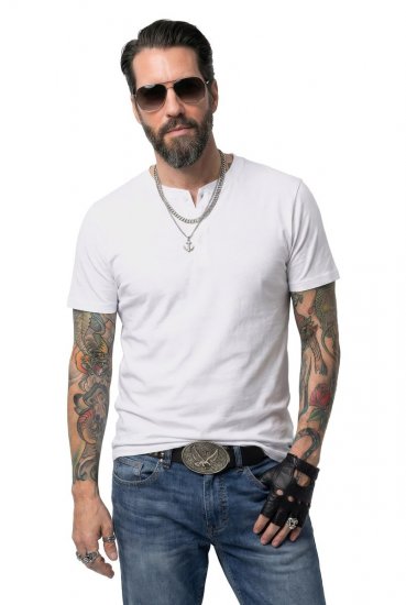 JP1880 726695 T-shirt Henley Bianco - Magliette - Magliette Uomo Taglie Forti