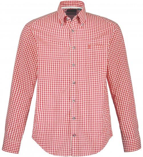 JP1880 Modern Fit Button-Down Collar Long Sleeve Check Shirt Light Red - Camicie - Camicie Taglie Forti Uomo