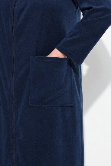 Ulla Popken 749967 Accappatoio in spugna con zip Blu scuro - Vestaglie & accappatoi - 