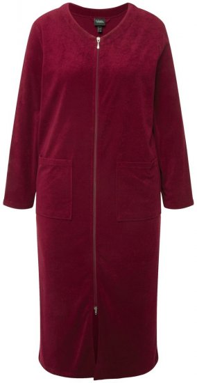 Ulla Popken 749967 Accappatoio in spugna con zip Bordeaux - Vestaglie & accappatoi - 