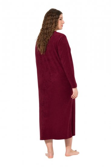 Ulla Popken 749967 Accappatoio in spugna con zip Bordeaux - Vestaglie & accappatoi - 