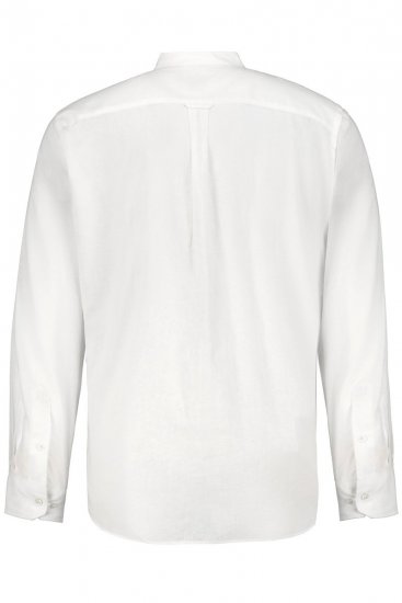 JP1880 790394 Camicia in misto lino a maniche lunghe con collo alla coreana Bianco TALL - TALL camicie - Camicie TALL per uomo alto