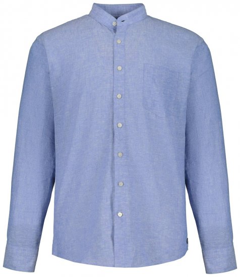 JP1880 790394 Camicia in misto lino a maniche lunghe con collo alla coreana Blu grigio TALL - TALL camicie - Camicie TALL per uomo alto
