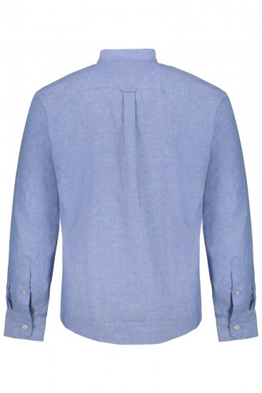 JP1880 790394 Camicia in misto lino a maniche lunghe con collo alla coreana Blu grigio TALL - TALL camicie - Camicie TALL per uomo alto