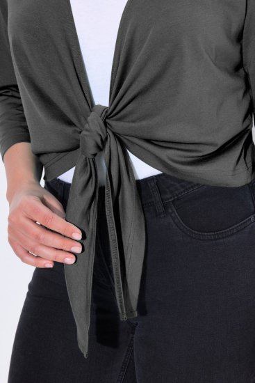 Ulla Popken 794514 Bolero in jersey da annodare Antracite - Bolero - 