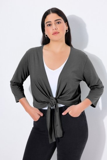Ulla Popken 794514 Bolero in jersey da annodare Antracite - Bolero - 
