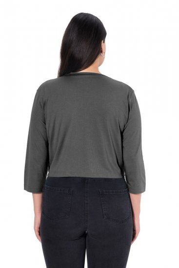 Ulla Popken 794514 Bolero in jersey da annodare Antracite - Bolero - 