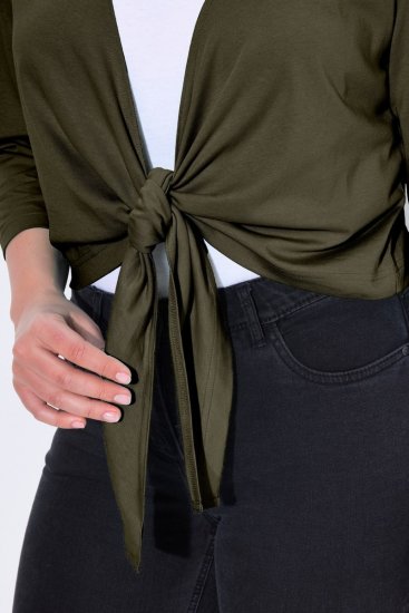 Ulla Popken 794514 Bolero in jersey da annodare Verde scuro - Bolero - 