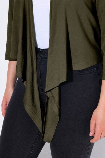 Ulla Popken 794514 Bolero in jersey da annodare Verde scuro - Bolero - 