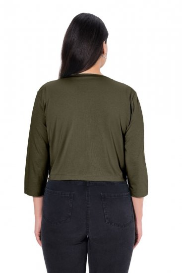 Ulla Popken 794514 Bolero in jersey da annodare Verde scuro - Bolero - 