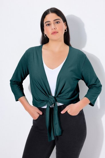 Ulla Popken 794514 Bolero in jersey da annodare Petrolio - Bolero - 
