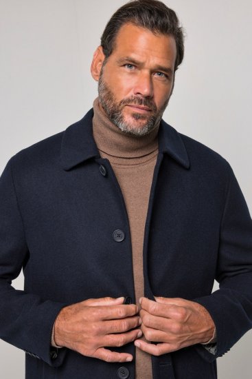 JP1880 795116 Idrorepellente Cappotto in lana Blu navy - Giubbotti - Giubbotti Uomo Taglie Forti