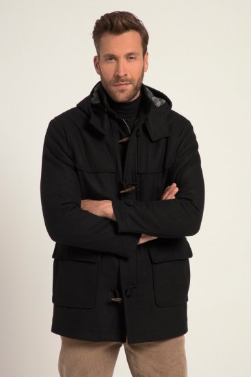 JP1880 Dufflecoat Water-repellent Black - Giubbotti - Giubbotti Uomo Taglie Forti