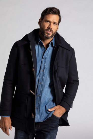 JP1880 Duffle Coat Water Repellent with Detachable Hood Navy - Giubbotti - Giubbotti Uomo Taglie Forti