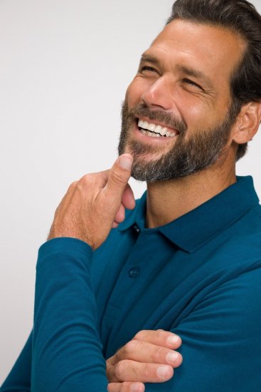 JP1880 Polo Shirt Long Sleeve Pique Blue - Polo - Polo Uomo Taglie Forti