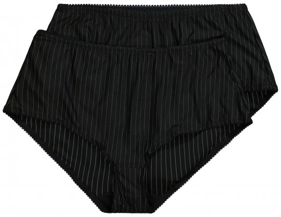 Ulla Popken 800279 Slip a righe confezione da 2 Nero - Slip - 